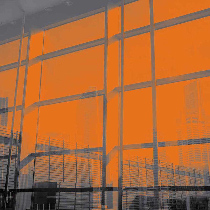orange windows on building