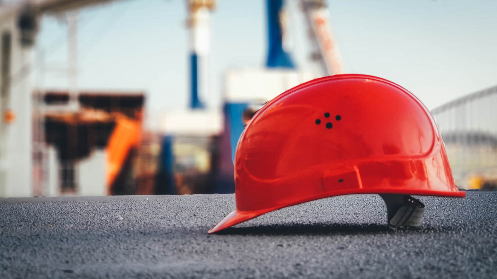 red construction hard hat
