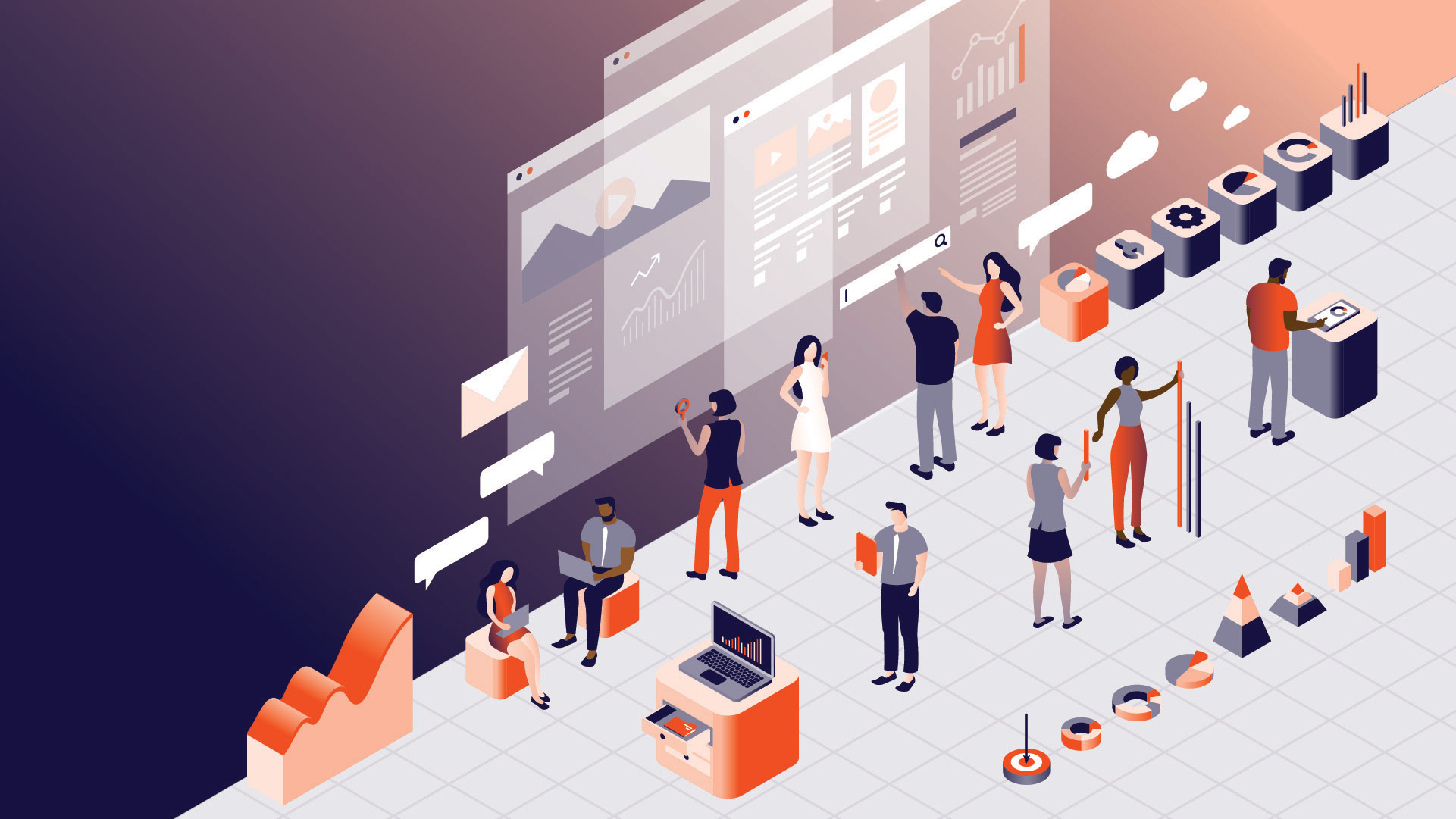 Illustration of people in an office environment