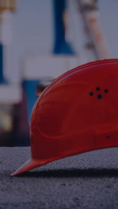 red construction hard hat